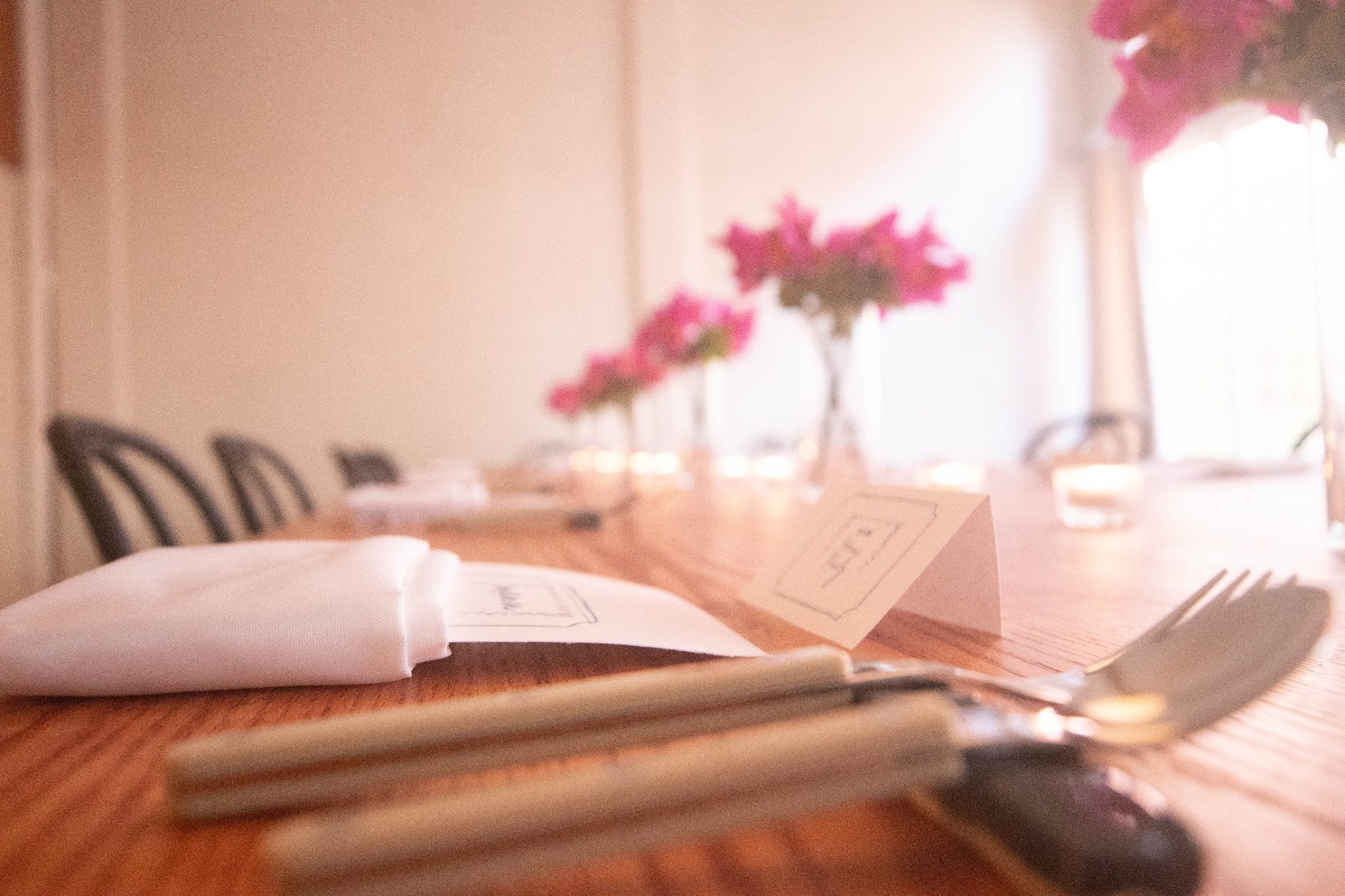 Close-up of a place setting at the tasting